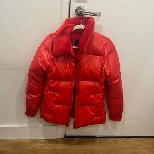 Cute red puffer jacket from banana republic! Fleece lined :)